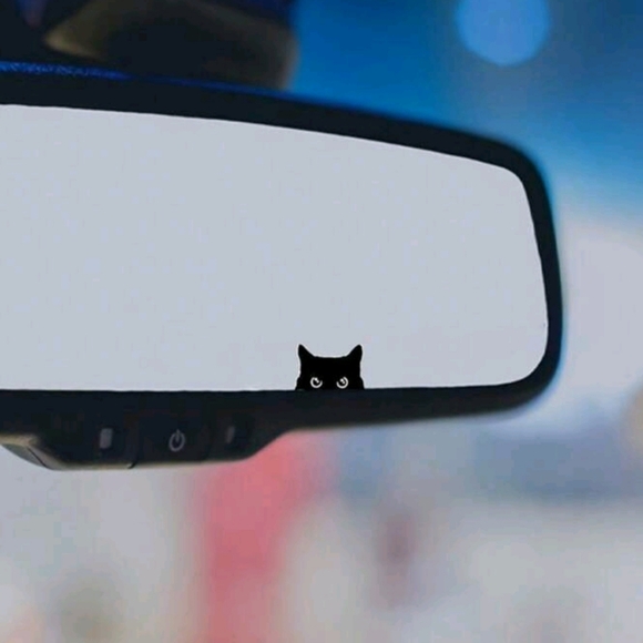 Rear View Mirror Or Side Mirror Peekaboo CAT STICKER - Picture 1 of 3